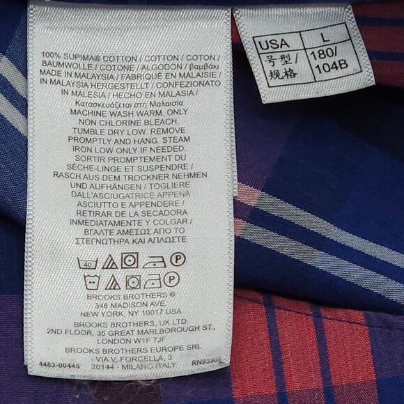 Brooks Brothers Shirt Mens Large Blue Pink Plaid Long Sleeve Regent Supima - Picture 7 of 12